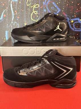 Jordan Flight-The-Power Black Metallic Silver Basketball Sneakers